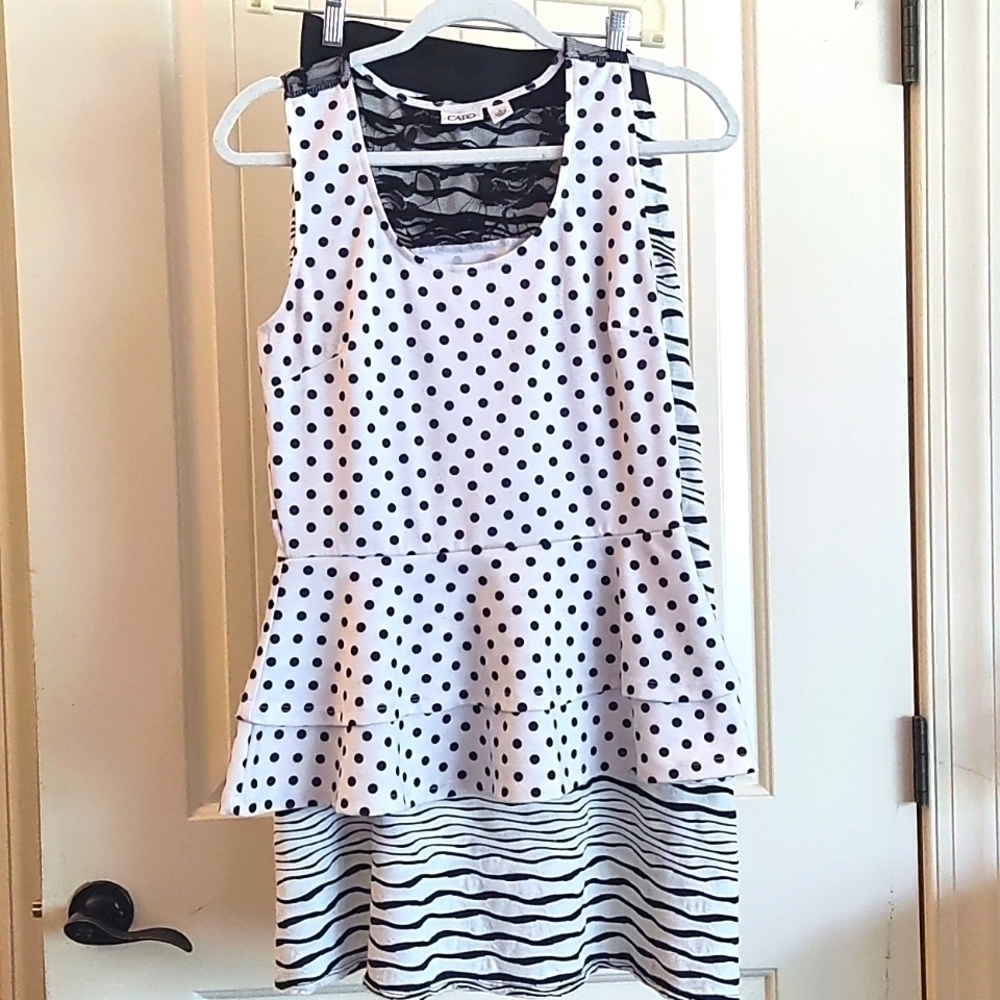 Peplum Top and Zebra Stripe Maxi Skirt Set Size M